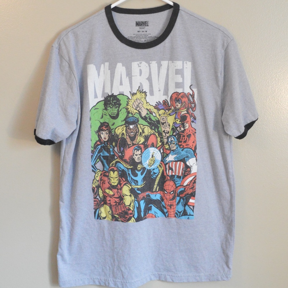 Marvel Superhero Ringer Tee Movie Comics Spiderman